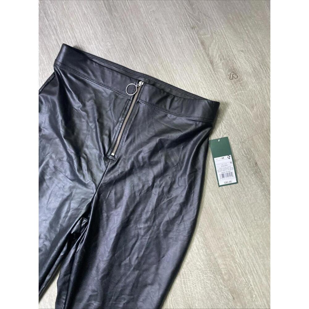 Wild Fable Black Stretch Body Con Club Man Pleather Look Zipper Medium New